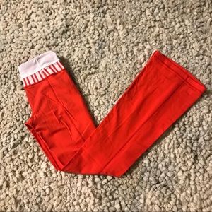 Red Lululemon yoga pants